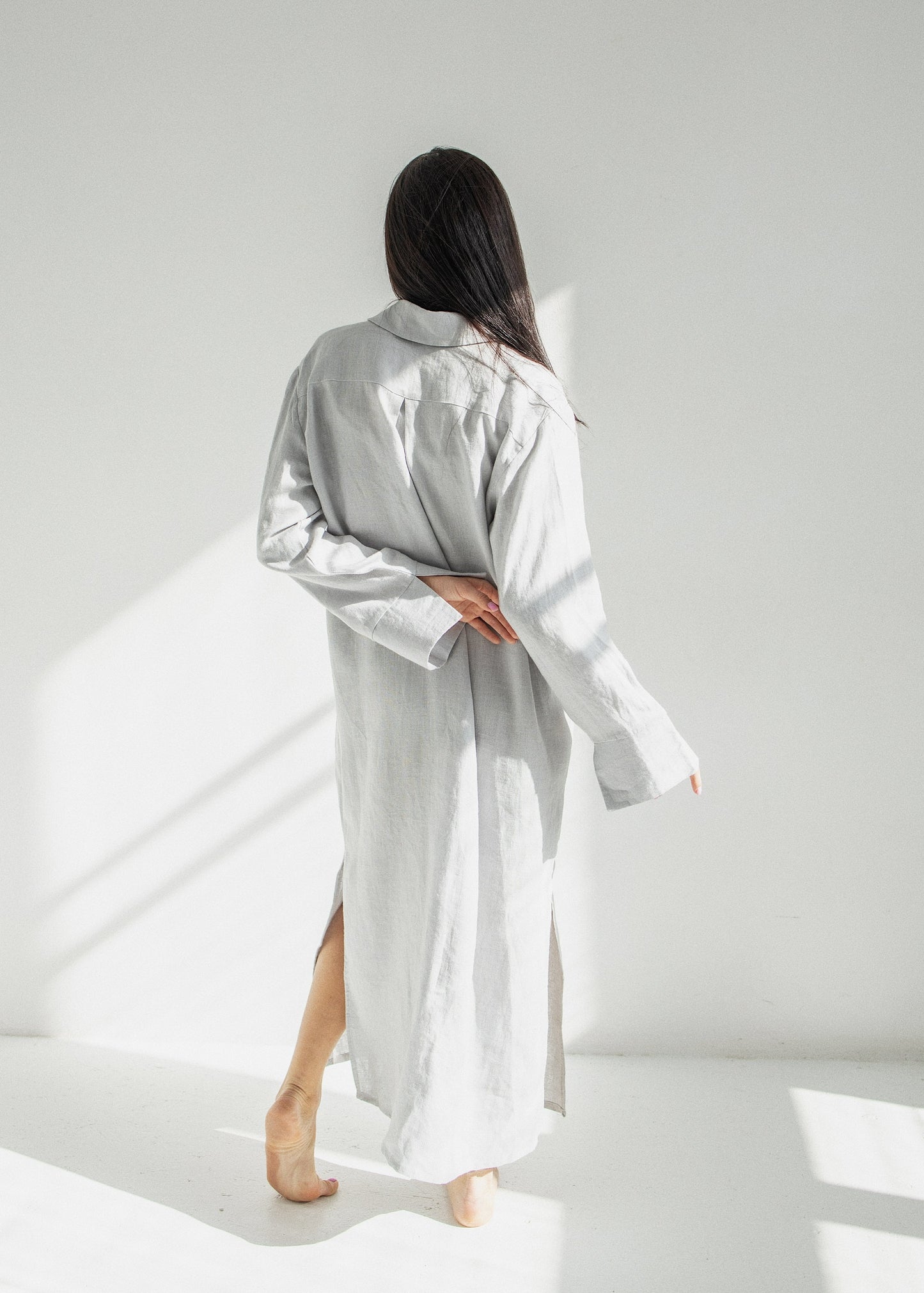 LINEN OVERSIZE BLOUSE///LIGHT GRAY