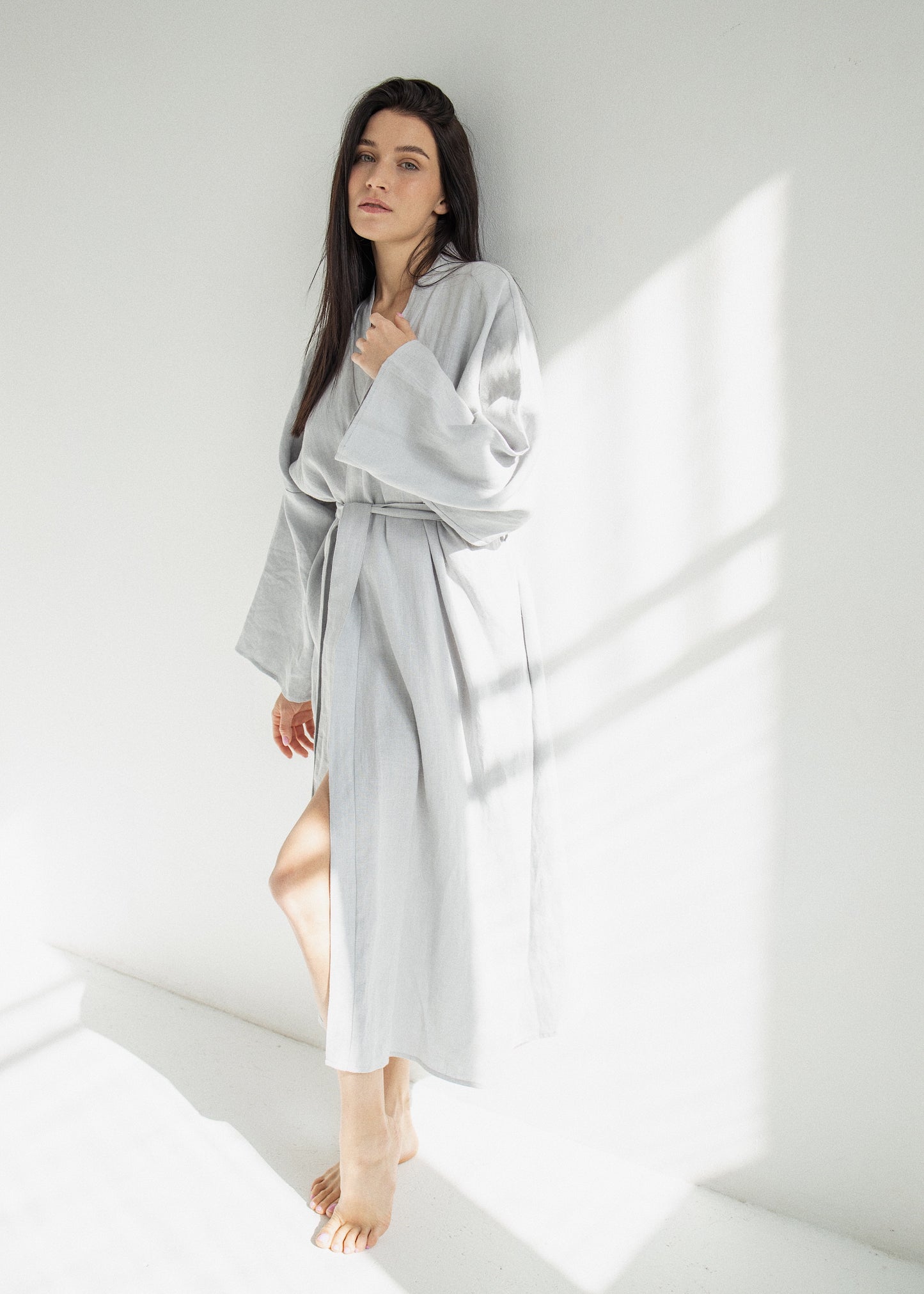 LINEN ROBE///GRAY