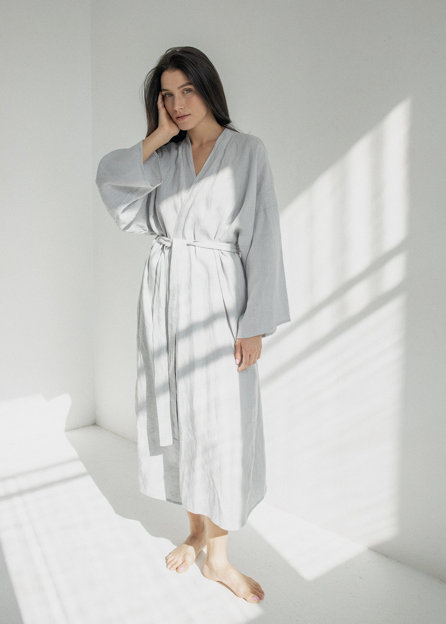 LINEN ROBE///GRAY