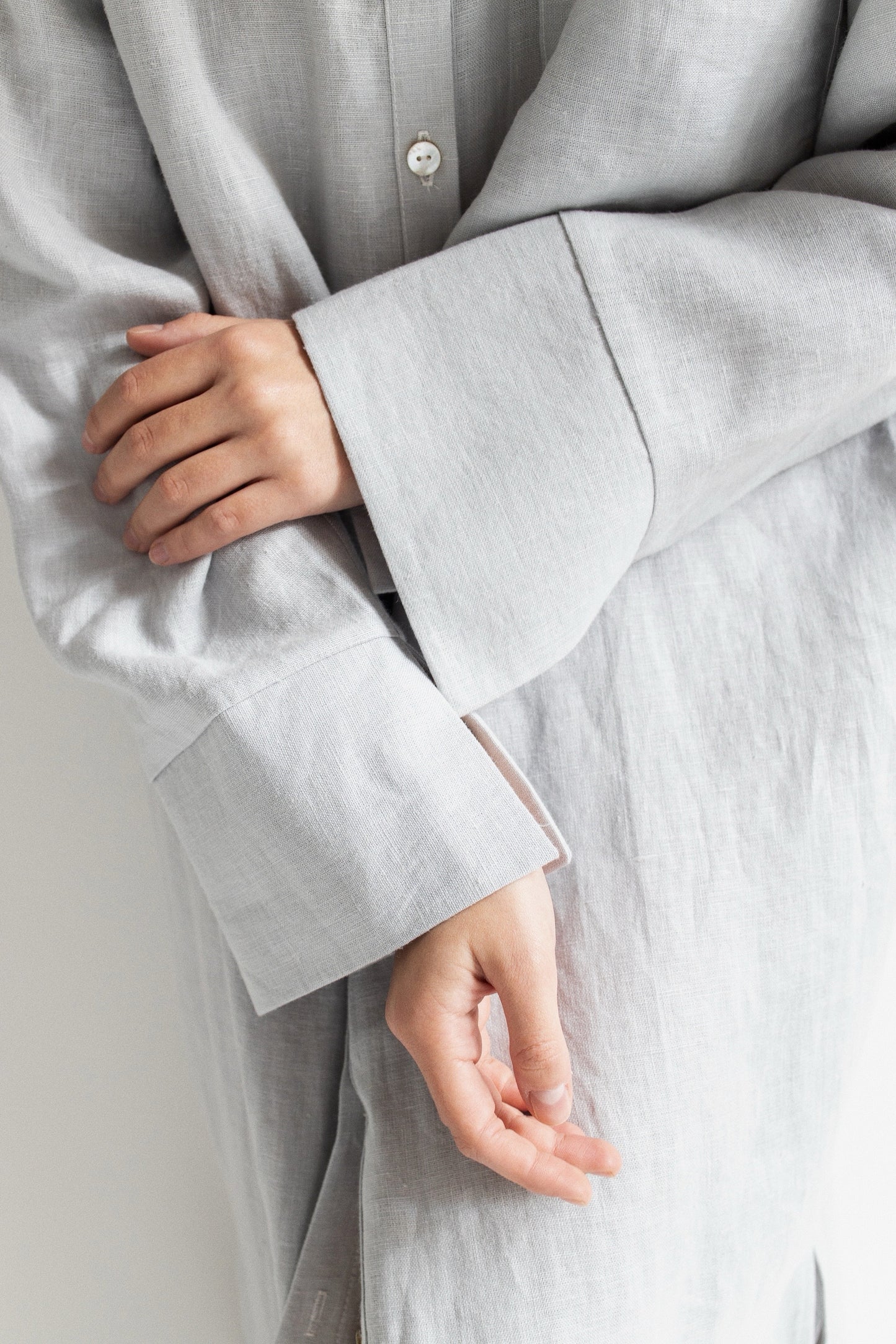 LINEN OVERSIZE BLOUSE///LIGHT GRAY