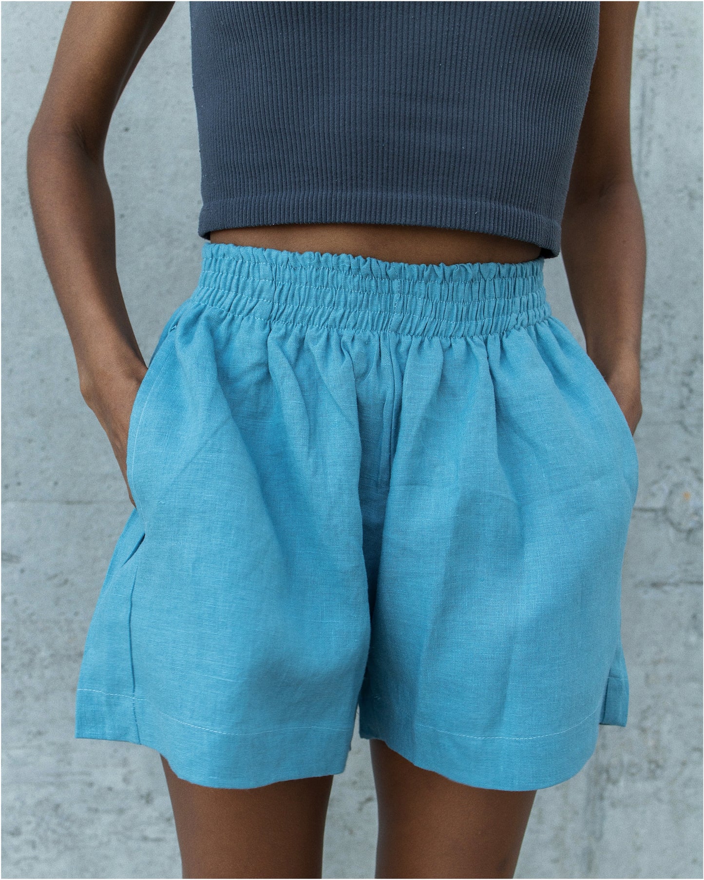 PULL ON SHORTS///TURQUOISE