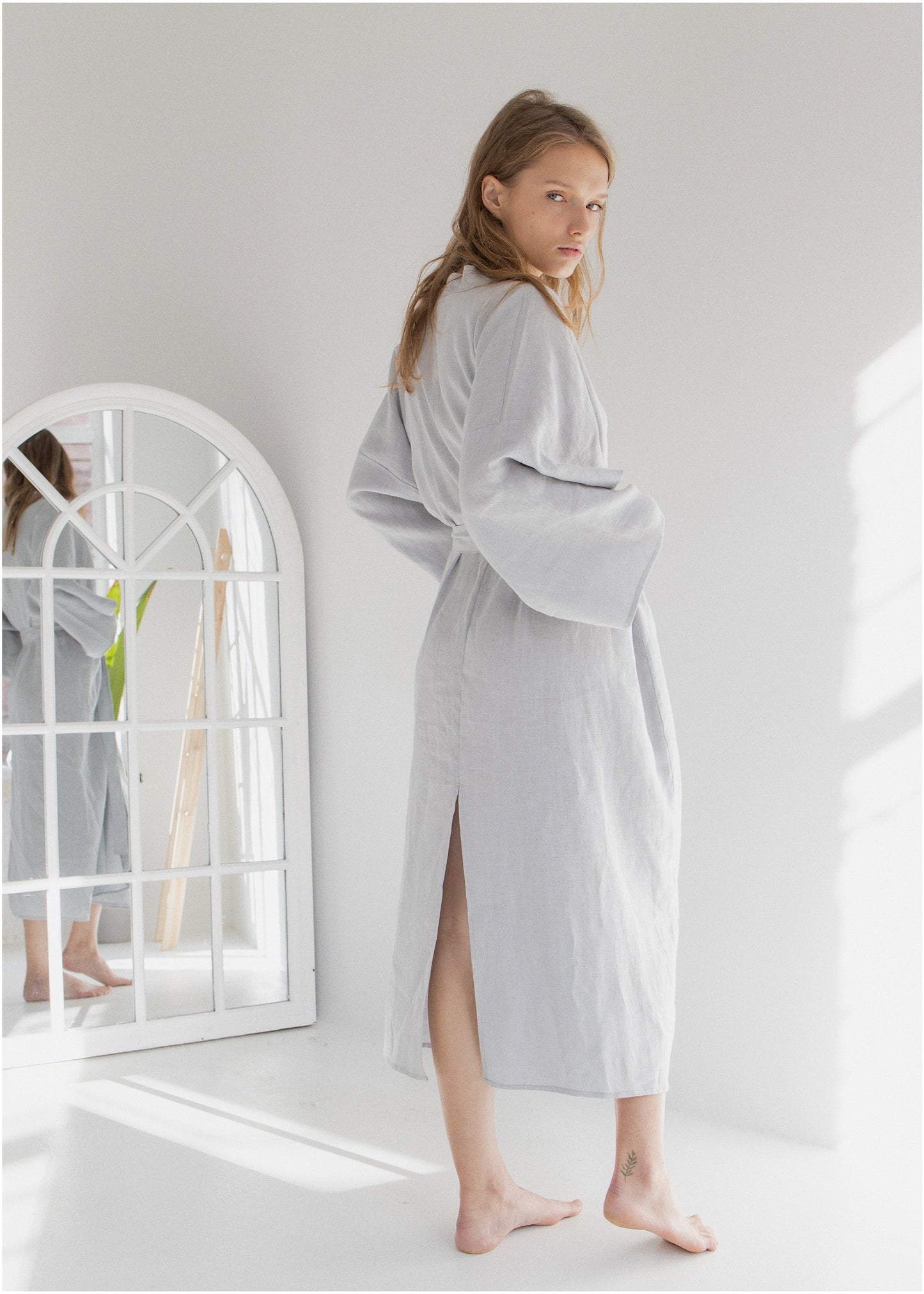 LINEN ROBE///GRAY